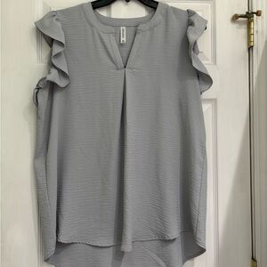 Gray Ruffled Sleeve Top